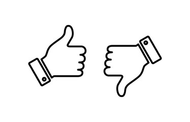 Like and dislike icon vector. Thumbs up and thumbs down icon vector. Hand like and dislike