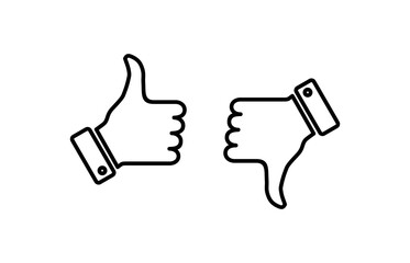 Like and dislike icon vector. Thumbs up and thumbs down icon vector. Hand like and dislike