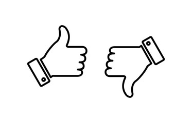 Like and dislike icon vector. Thumbs up and thumbs down icon vector. Hand like and dislike
