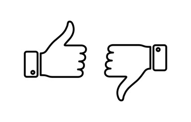 Like and dislike icon vector. Thumbs up and thumbs down icon vector. Hand like and dislike