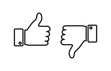 Like and dislike icon vector. Thumbs up and thumbs down icon vector. Hand like and dislike
