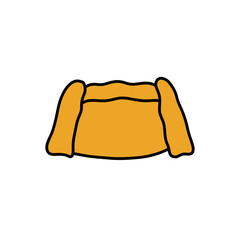 empanada doodle icon, stuffed bread or pastry baked or fried in many countries of Latin America, vector line color illustration