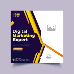 social media post Template for Digital business marketing square web banner