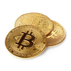 Group of golden bitcoins