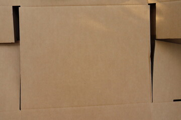Close up of brown cardboard box packaging background or texture