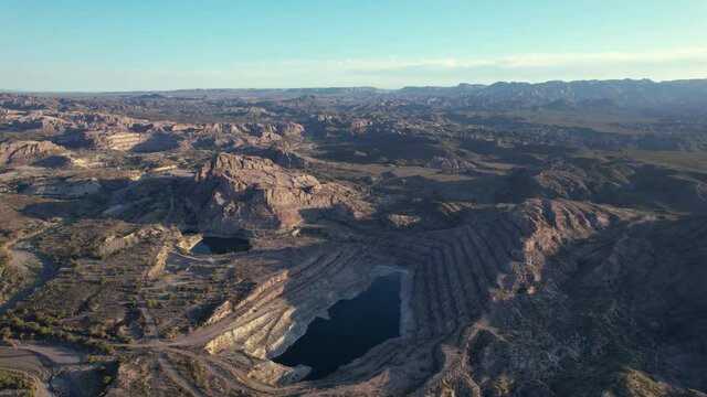 Old open pit uranium mine. Aerial view.