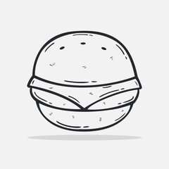 Hand drawn Hamburger icon Design Template. vector sketch doodle illustration. Outline style.Perfect for food concepts, food infographics, icons or web design, street restaurants menu