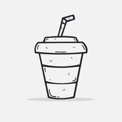 Hand drawn Soft Drink icon Design Template. vector sketch doodle illustration. Outline style.Perfect for food concepts, food infographics, icons or web design, street restaurants menu