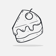 Hand drawn Cake icon Design Template. vector sketch doodle illustration. Outline style. Perfect for food concepts, food infographics, icons or web design, street restaurants menu