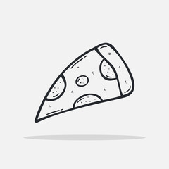Hand drawn Pizza icon Design Template. vector sketch doodle illustration. Outline style.Perfect for food concepts, diet infographics, icons or web design, street restaurants menu