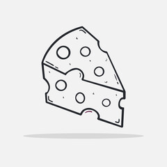 Hand drawn Cheese icon Design Template. vector sketch doodle illustration. Outline style.Perfect for food concepts, food infographics, icons or web design, street restaurants menu