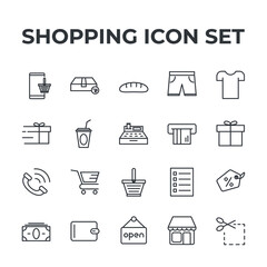shopping set icon, isolated shopping set sign icon, vector illustration