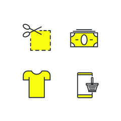 shopping set icon, isolated shopping set sign icon, vector illustration