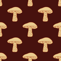 Seamless pattern with hand drawn Leccinum scabrum mushroom ornament.