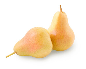 Fresh and ripe yellow pears isolated on white background.