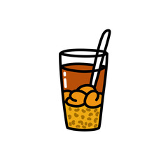 mote con huesillo doodle icon, chilean traditional drink, vector color line illustration