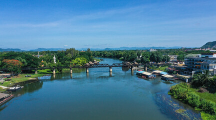 Fototapeta na wymiar Bridge of the river kwai in Kanchanaburi, Thailand
