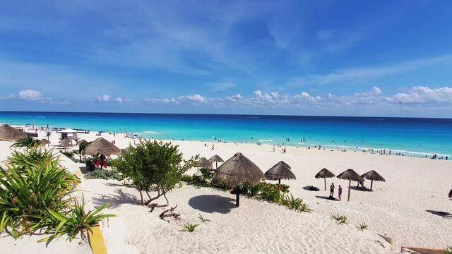 Playa Delfines, Dolphin Beach, nicknamed El Mirador, one of the most scenic public beaches in Riviera Maya.