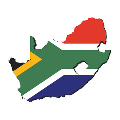 Map of South Africa inside national flag