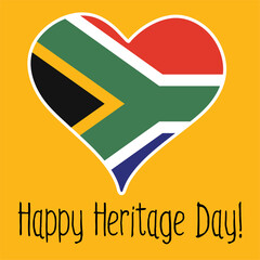 Map of South Africa inside heart with text Happy Heritage Day