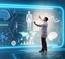 Man doctor in futuristic medicine medical concept