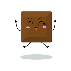 Vector illustration of chocolate character with various cute expression, smile, jump, sweet choco isolated on white background, simple minimal style, adorable for mascot collection, valentine, dessert