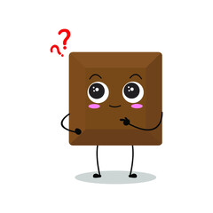 Vector illustration of chocolate character with various cute expression, curious, sweet choco isolated on white background, simple minimal style, adorable for mascot collection, valentine, dessert