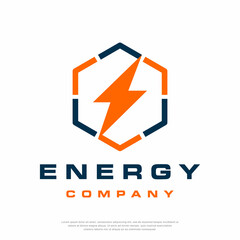 Electric with hexagon icon logo design template vector
