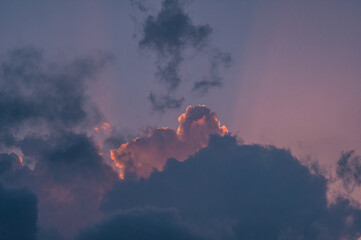 Summer sunset and Cumulus clouds