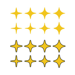 Shining light, star icon effect illustration set.