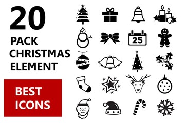 Set of Christmas icons illustration.  Christmas ornament vector template. eps10