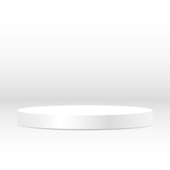 blank round pedestal . white circular awarded winner podium for outstanding luxury product advertising display on white gradient lighting background