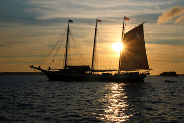 schooner at dusk