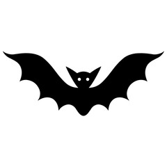 Bat vector icon. Isolated illustration on a white background. Black silhouette of a night bloodsucker. Flying hand-drawn predator. Vampire sketch. Halloween element. Monochrome.