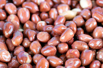 Close-up of homemade fried peanuts