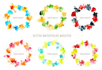 watercolor splatter wreath set