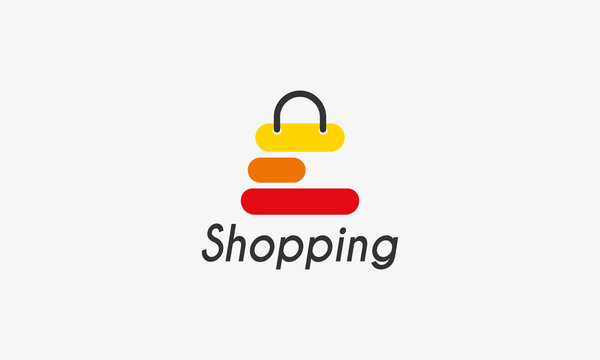 E letter shopping logo design template, Shopping Cart vector illustration