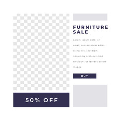 Furniture sale discount poster social media post template modern minimalis style