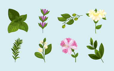 Fototapeta premium eight spring nature icons
