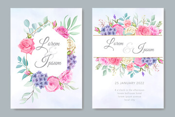 Wedding invitation floral template