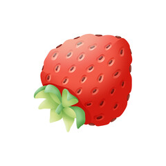 Ripe red strawberry vector design. Seeds and green tails