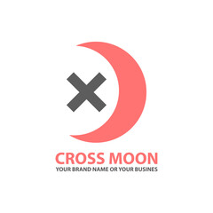 Naklejka na ściany i meble Cross Moon Vector Logo Design