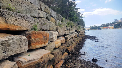 Seawall and Stairs at Balmain Wharf Sydney New South Wales Australia