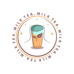 Milk Tea Logo Design Vector