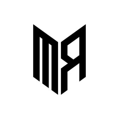 initial letters monogram logo black MR