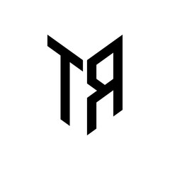 initial letters monogram logo black TR