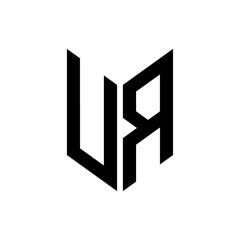 initial letters monogram logo black UR