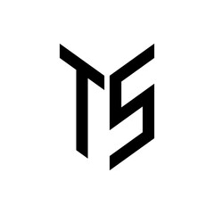 initial letters monogram logo black TS