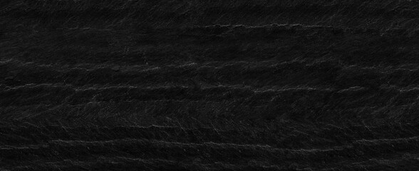 Panorama black lined marble stone background with copy space. Black grunge banner with rock texture