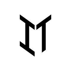 initial letters monogram logo black IT